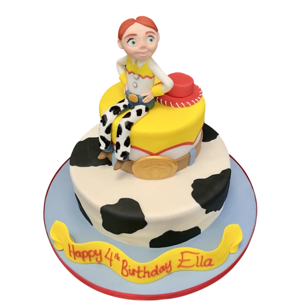 Bespoke Jessie Toy Story cake with vibrant red hat and yellow accents, crafted for celebration in Solihull, West Midlands.