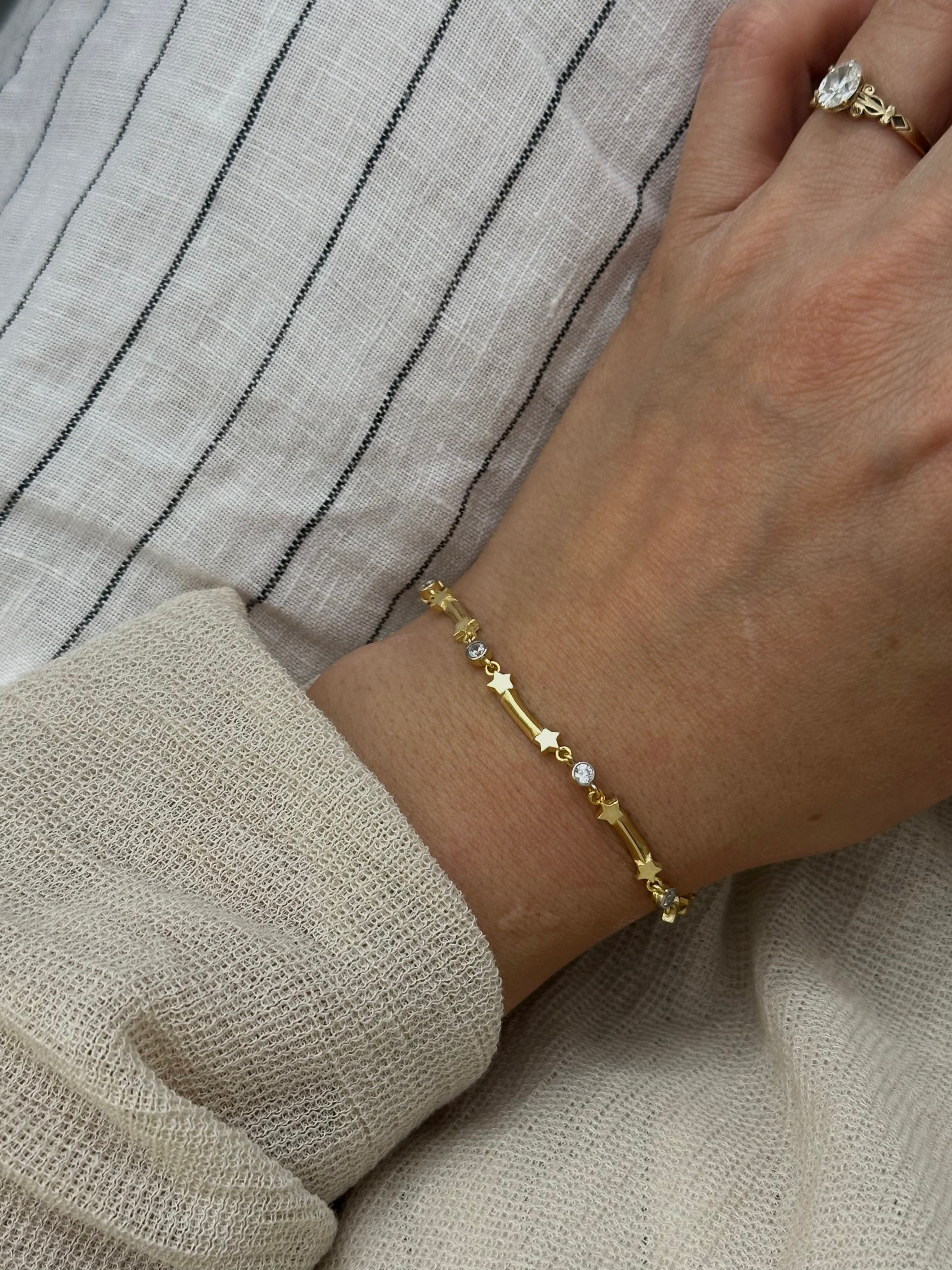 Minik Taşlı Yıldız Bileklik | 925 Gümüş