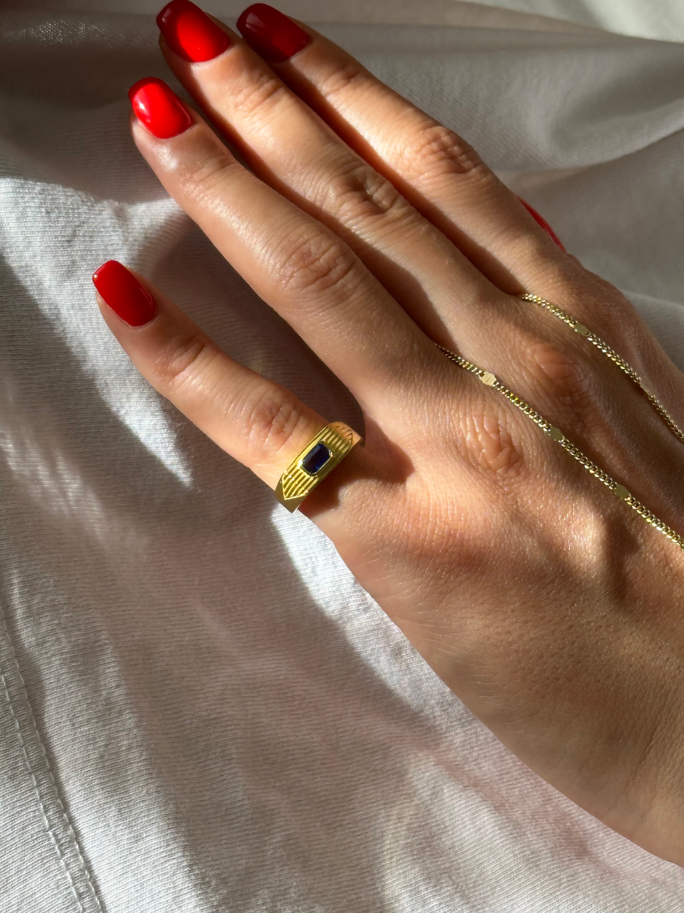 Mavi Taşlı Vintage Yüzük | 925 Gümüş