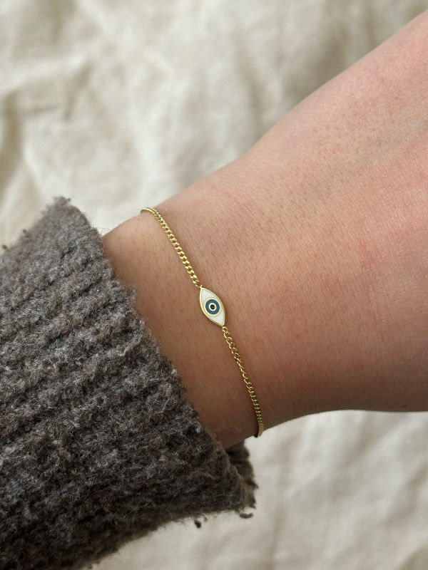 Küçük resim: Nazar Boncuğu Göz Detaylı Bileklik |  925 Gümüş