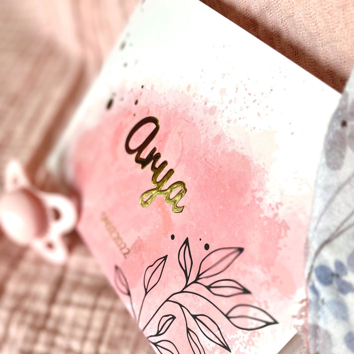 Faire-part fille or rose