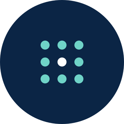 Semiconductor defect modelling team grid icon with white center dot.