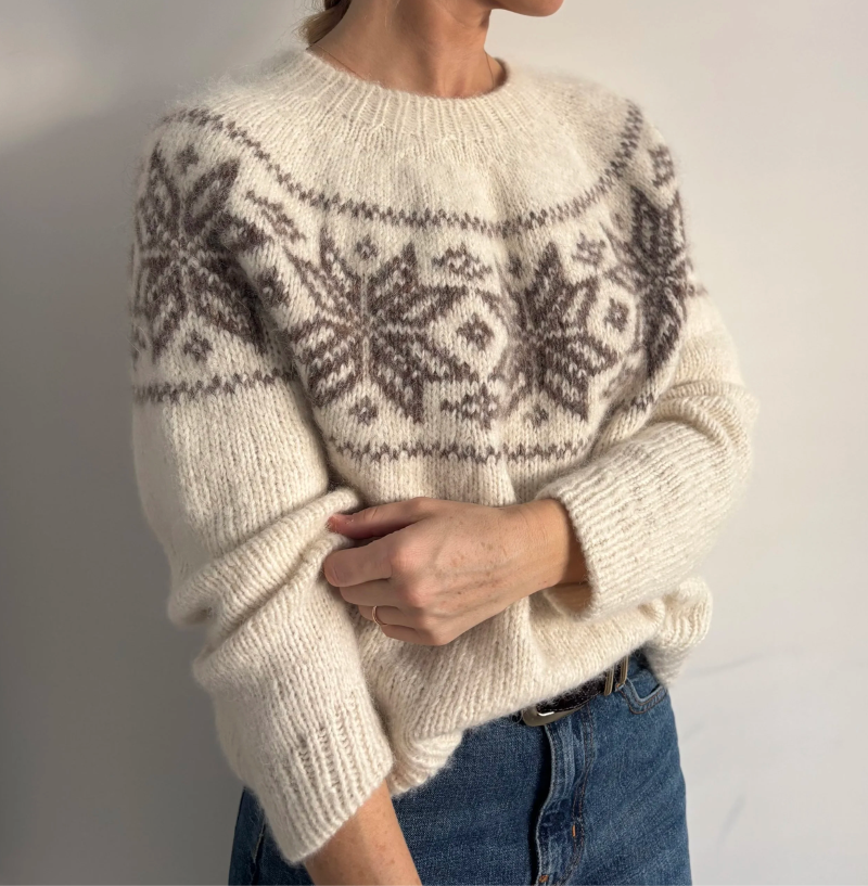 Nordic Snowflake Sweater Chunky von Coco Amour Knitwear als Wollpaket mit Snefnug