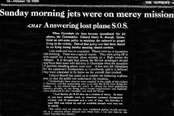 Lost aircraft search from Greenham Common in 1956