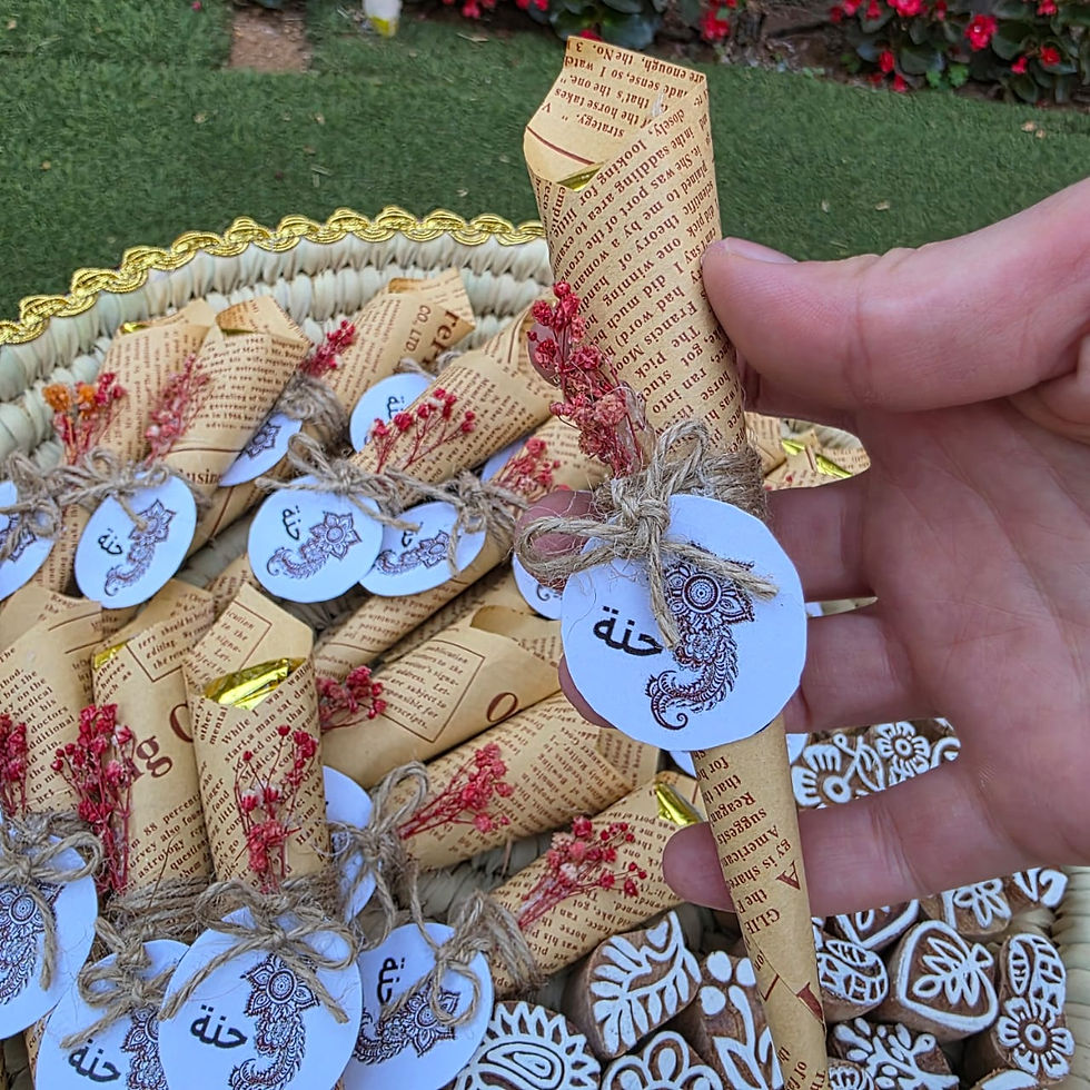 الصورة المصغرة: أنابيب حناء مع قطع خشبية ذات نقوش متنوعة عدد 12