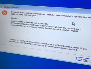 Fix System restore did not complete successfully error 0x80070005 on windows 10