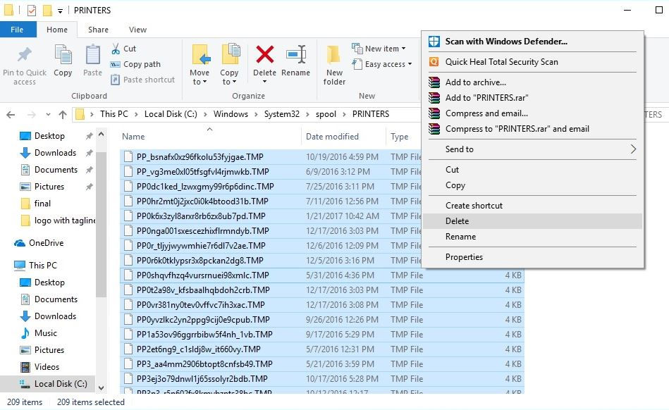clear print spooler files