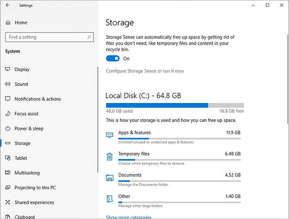 Enable Storage sense