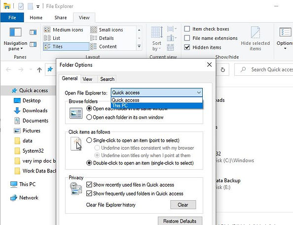 Set File Explorer open to This PC