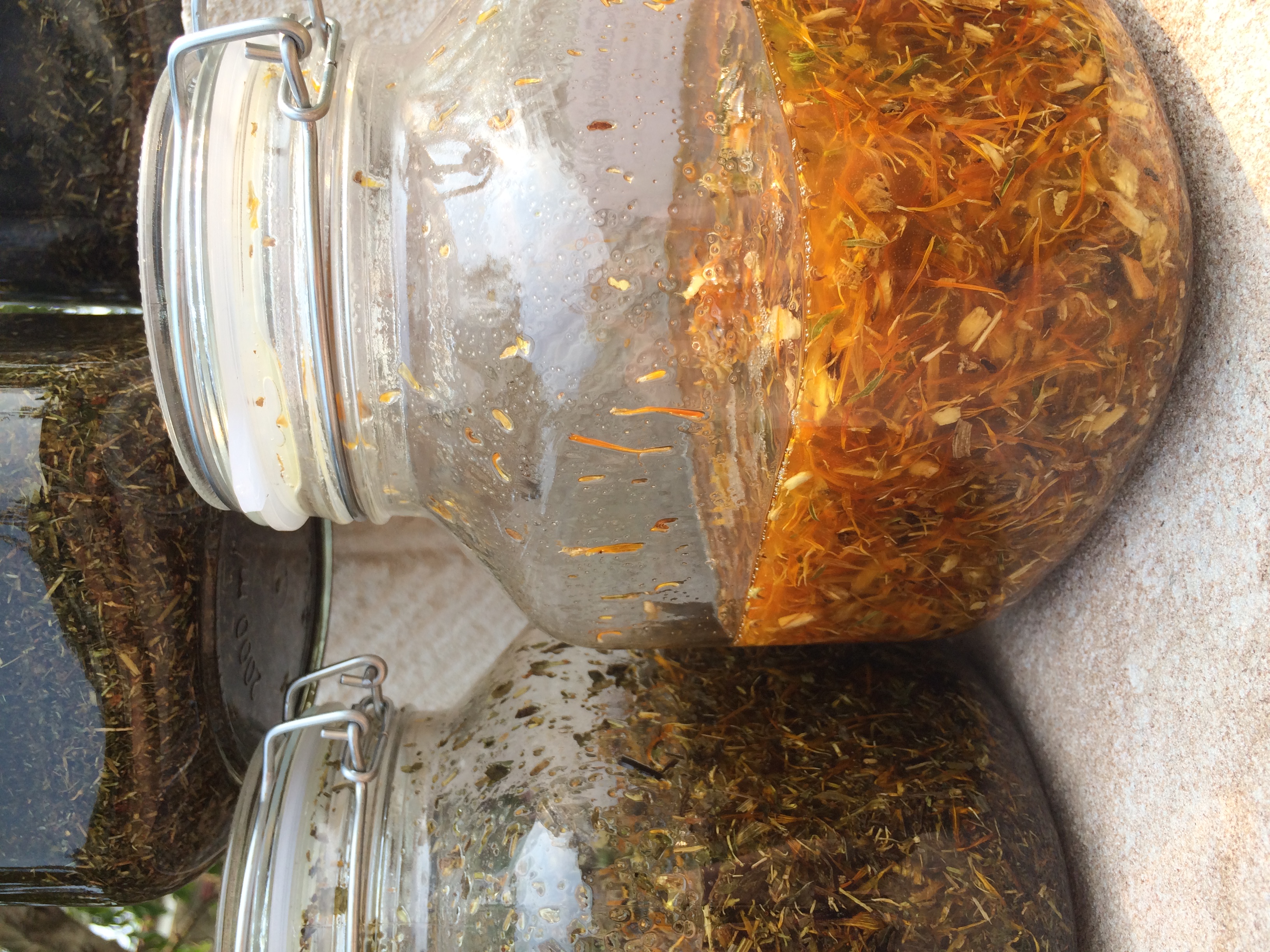 Infusing herbs.