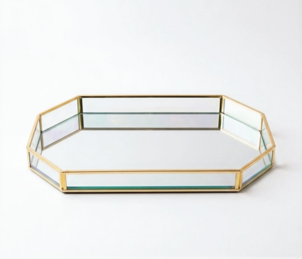 Gold Aynalı Metal Tepsi  34x19 cm.
