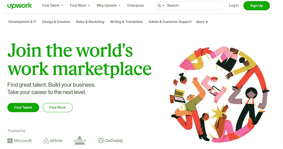 screenshot of upwork.com home page
