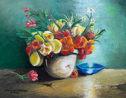 I recall during the time I grew up; my mother’s straggling plants and flowers.  They seemed so full of life, as they looked to be dancing in the wind in front of the torn wallpaper. My dad often attempted to glue the wall covering in place again.