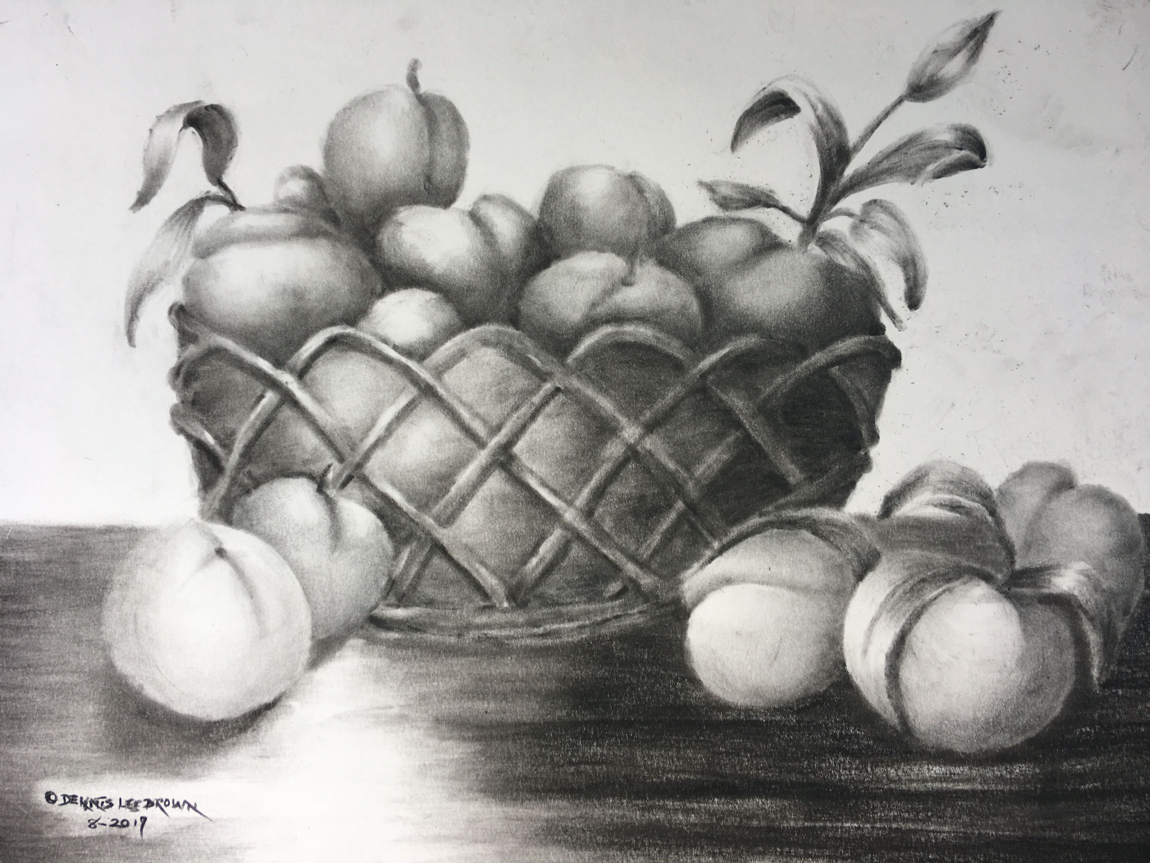 Wicker basket with Velvety Peaches