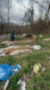 Hundefütterung vor Ort in Bosnien in vermülltem Gelände.