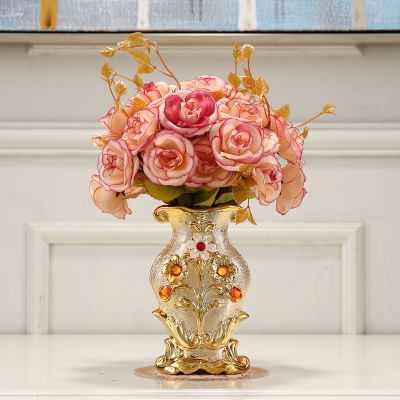 Miniatura: Arranjo Floral com Vaso Vintage Dourado