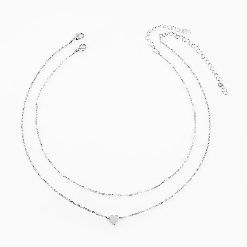 Thumbnail: Colar Multicamadas de Pérolas e Coração