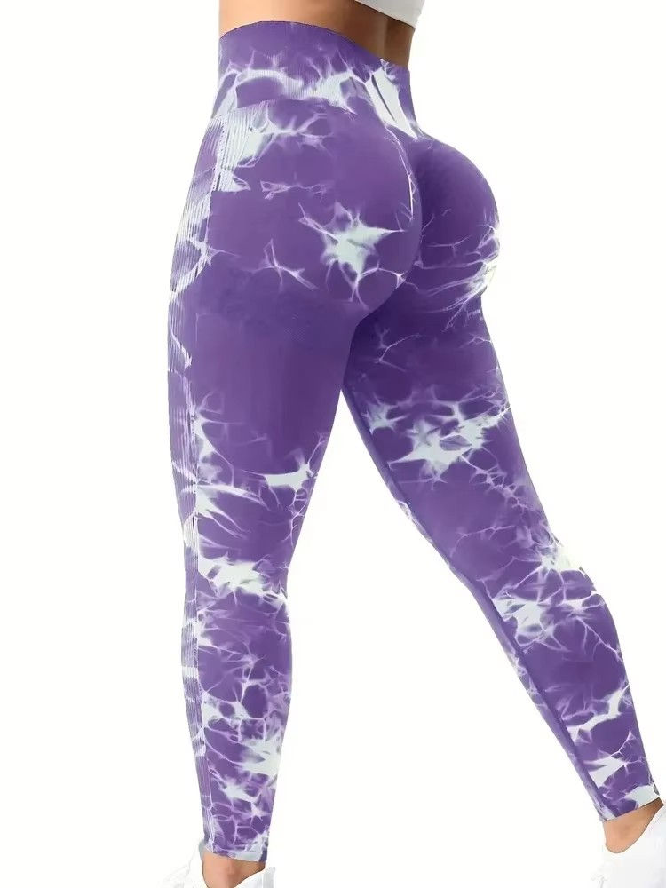 Miniatura: Calças Justas Femininas Tie Dye para Yoga