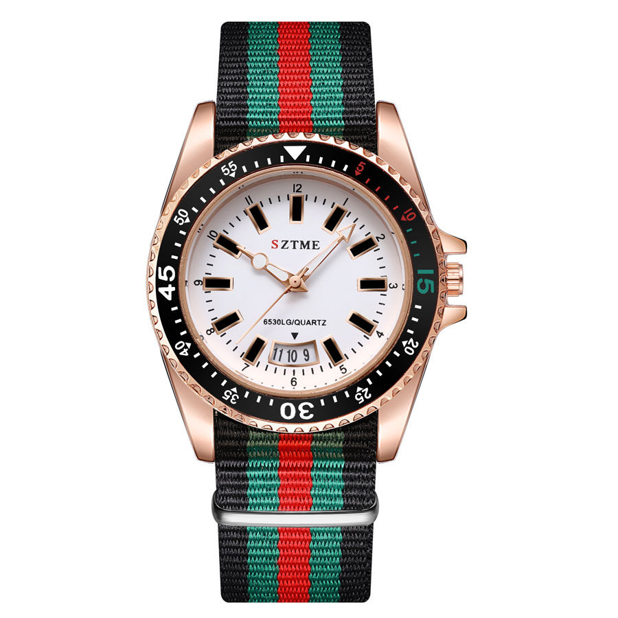 Miniatura: Relógio de Quartzo Masculino com Pulseira de Nylon e Função de Luz Noturna
