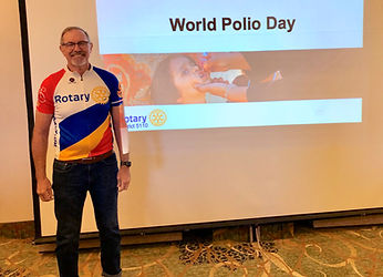 District 5110 Foundation Chairman Tim Mobley speaks at the Rotary Club of Newport, Oregon