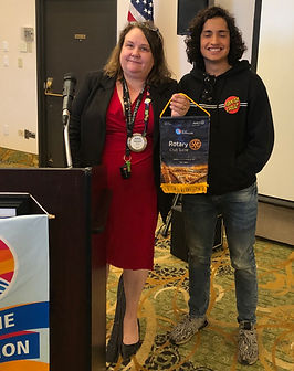 Nico Lenz attends his last Newport Rotary meeting.