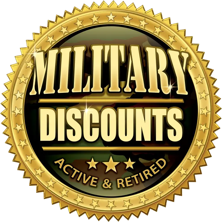 Gold Military Discounts seal for active and retired members