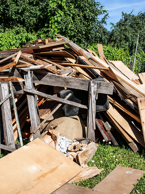Pile of assorted wooden debris