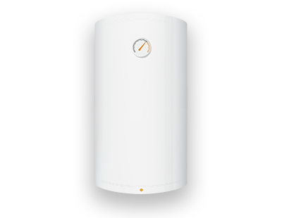 White Water Heater with gauge on black background. Water Heaters. Jolt Electric