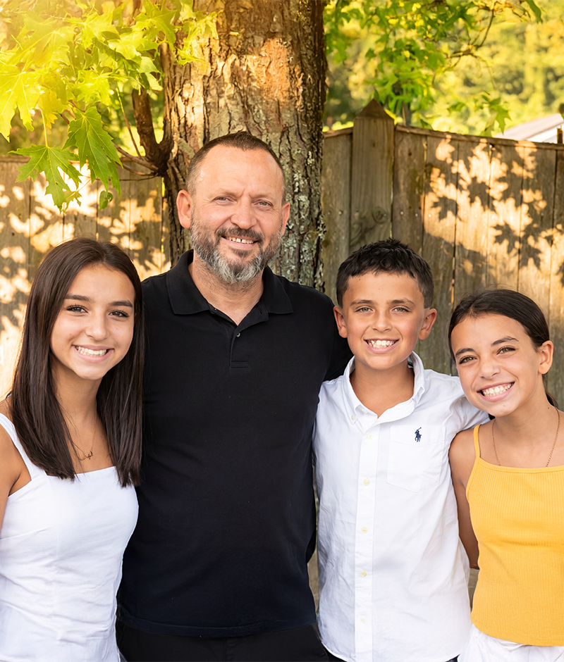 Chad LaCrosse and his three children.