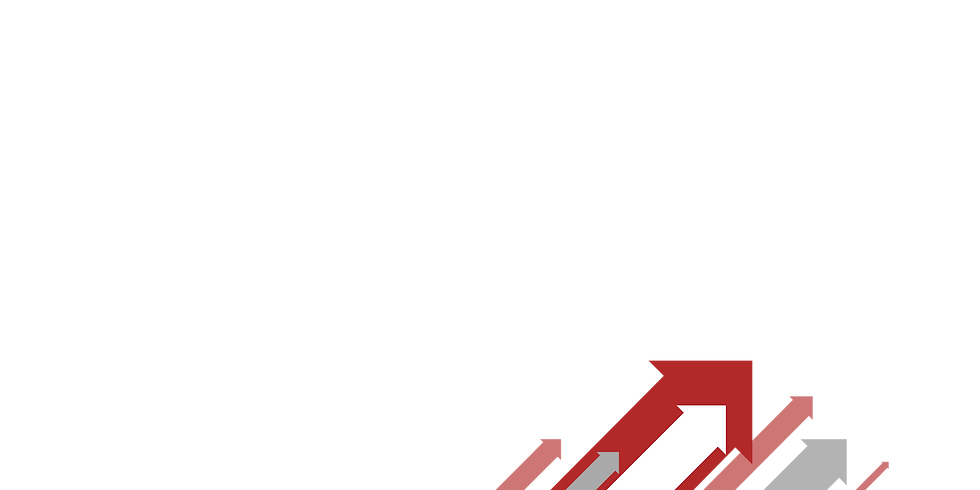 Red arrow pointing up with white arrow in the middle on dark background.