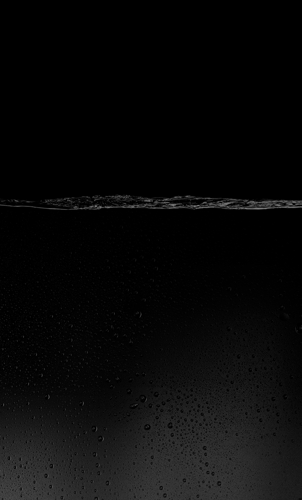 Dark water surface with subtle bubbles.