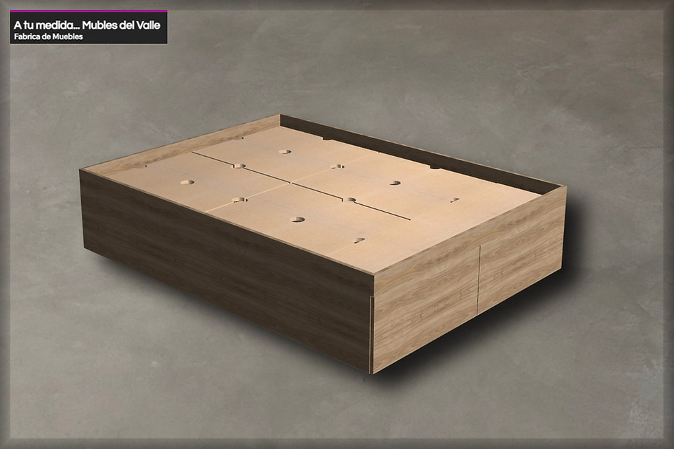 Miniatura: CAMA DE 2 PLAZAS con baulera y zapatera