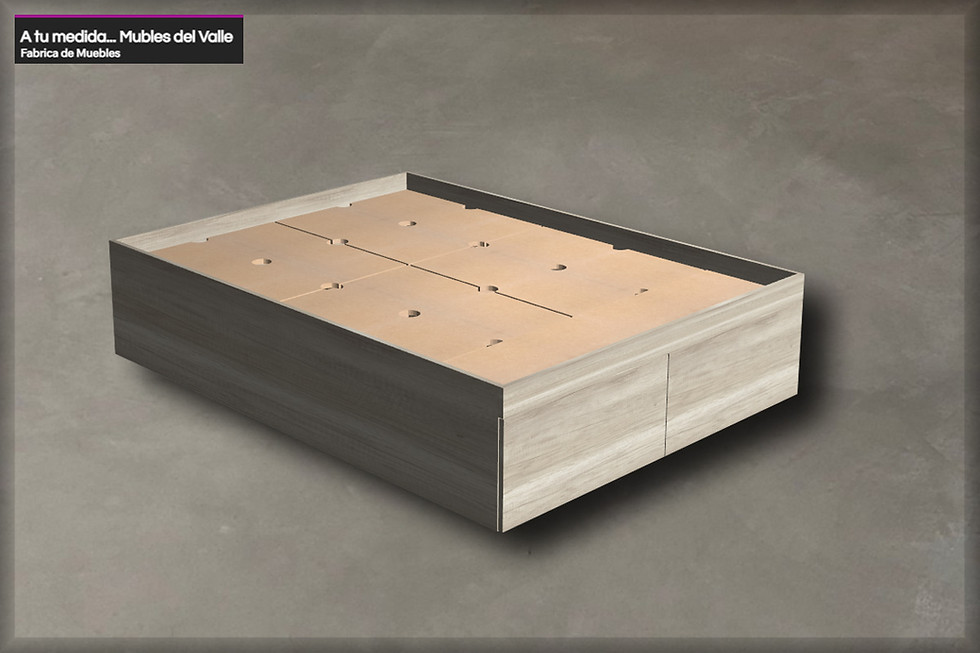 Miniatura: CAMA DE 2 PLAZAS con baulera y zapatera