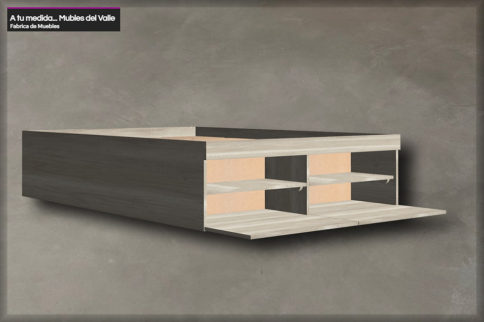Miniatura: CAMA DE 2 PLAZAS con baulera y zapatera