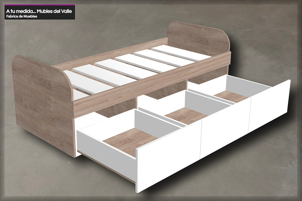 Miniatura: CAMA DE 1 PLAZA con 3 cajones