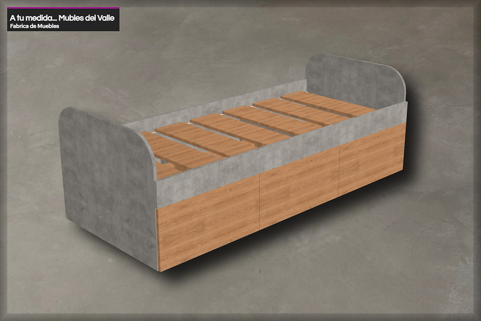 Miniatura: CAMA DE 1 PLAZA con 3 cajones