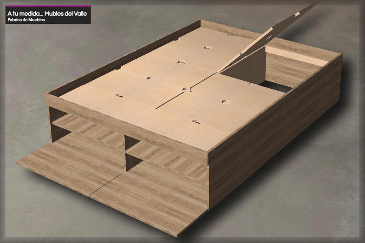 CAMA DE 2 PLAZAS con baulera y zapatera