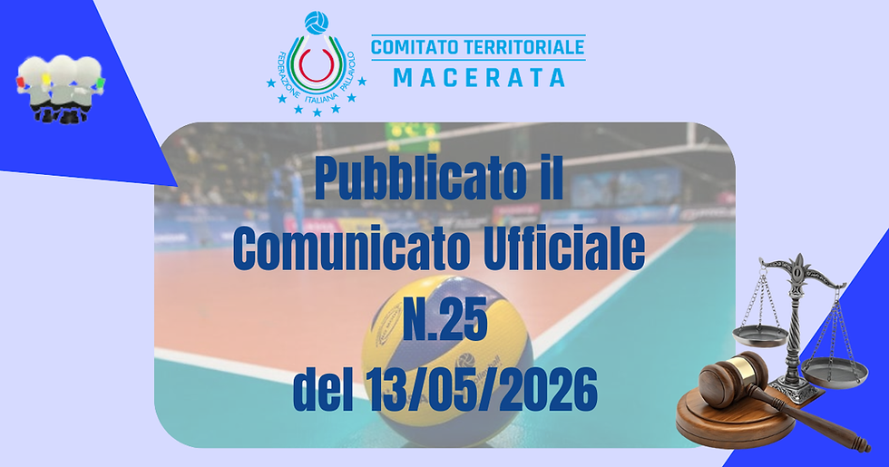 Pubblicato il comunicato ufficiale N. 25