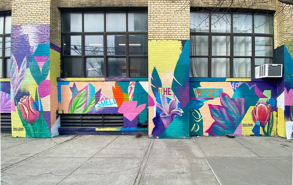 bianca romero mural in brooklyn floral art plants flowers abstract mural bright colors art fruits mural contemporary mural abstract murals street art nyc artist brooklyn artist nyc mural art new york city #colorfulmurals #abstractmurals #brooklynmurals #floralmurals #flowersmural #fruitsmural #nycmurals #colorfulmurals #brightmurals #vibrantmurals #brooklynmurals #brooklynartist