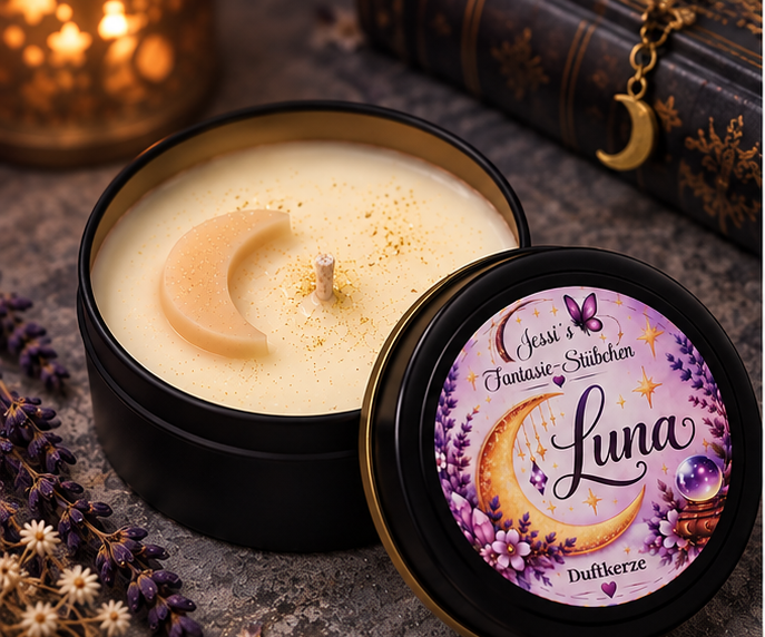 Luna – Duftkerze mit goldenem Mond