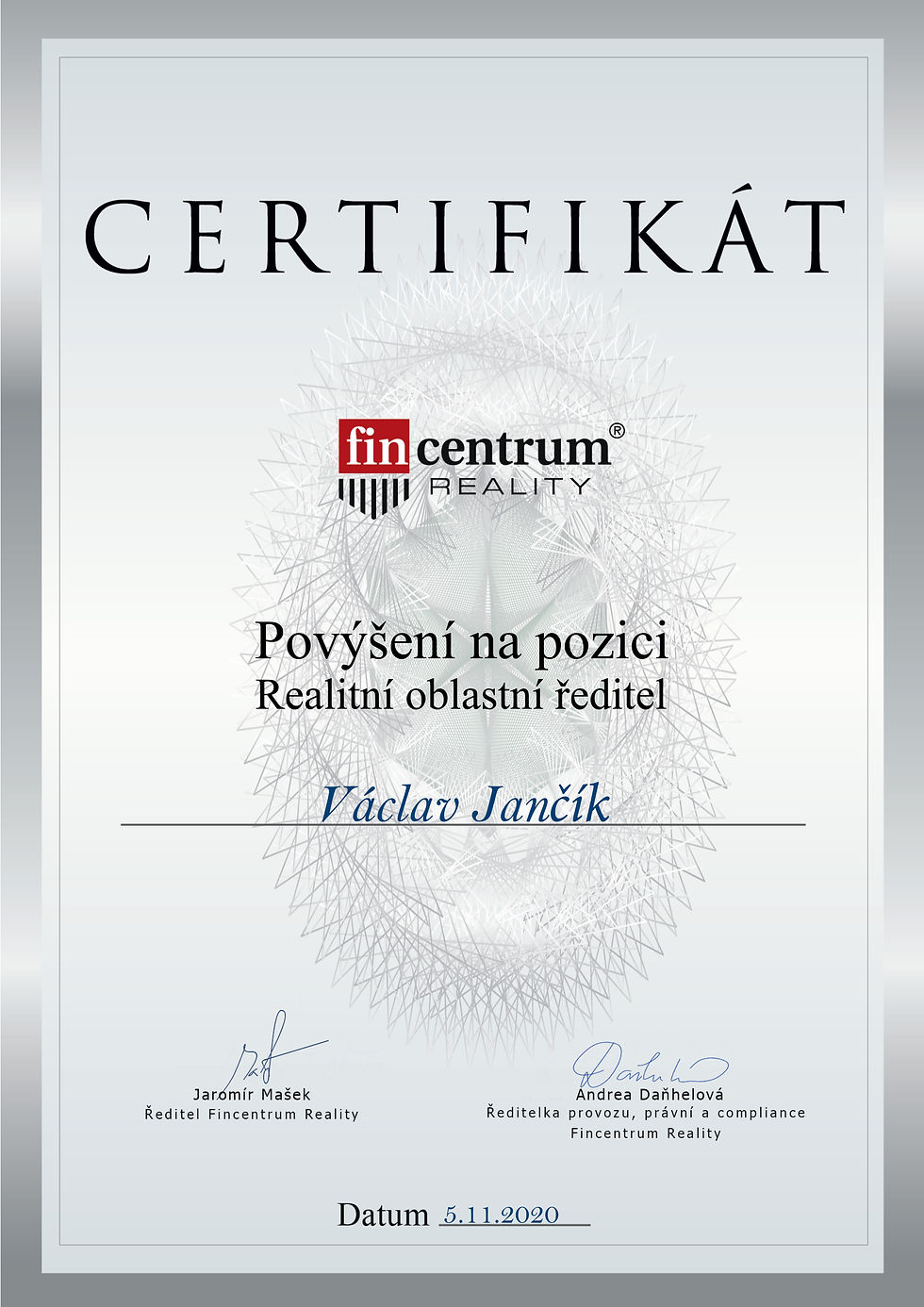 Certifikáty - Václav Jančík