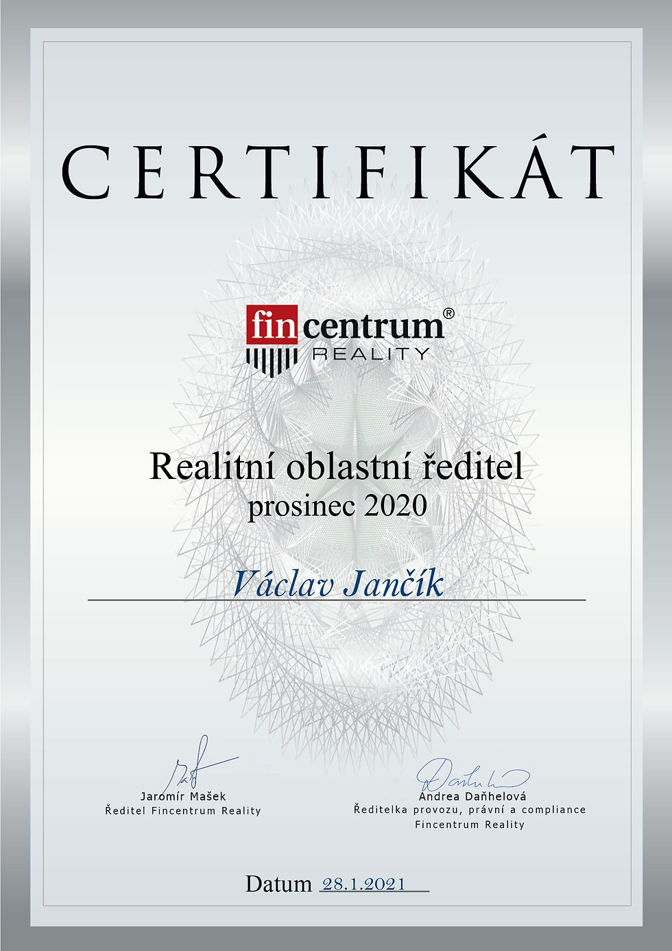 Certifikáty - Václav Jančík