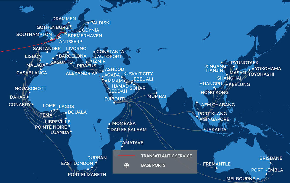 Map showing the Mombasa port, a key international seaport and trade gateway for Kenyan tea
