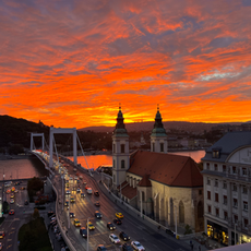 Sunset over the river