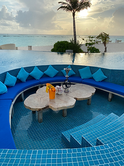 Outdoor table on a Malidives beach