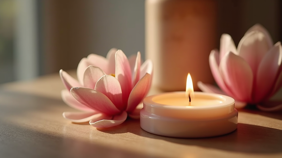 Close-up view of a beautifully crafted Sweet Magnolia candle
