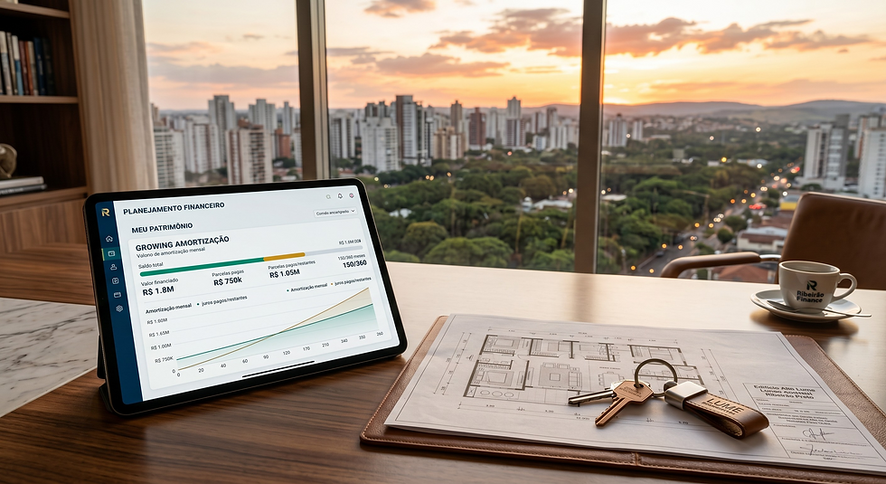 Detalhe de fachada contemporânea com acabamento em madeira e vidro em ângulo contra-plongé, representando o sucesso e a segurança no financiamento imobiliário de alto padrão.