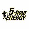 Black silhouette running with "5-hour ENERGY" text logo on white background.