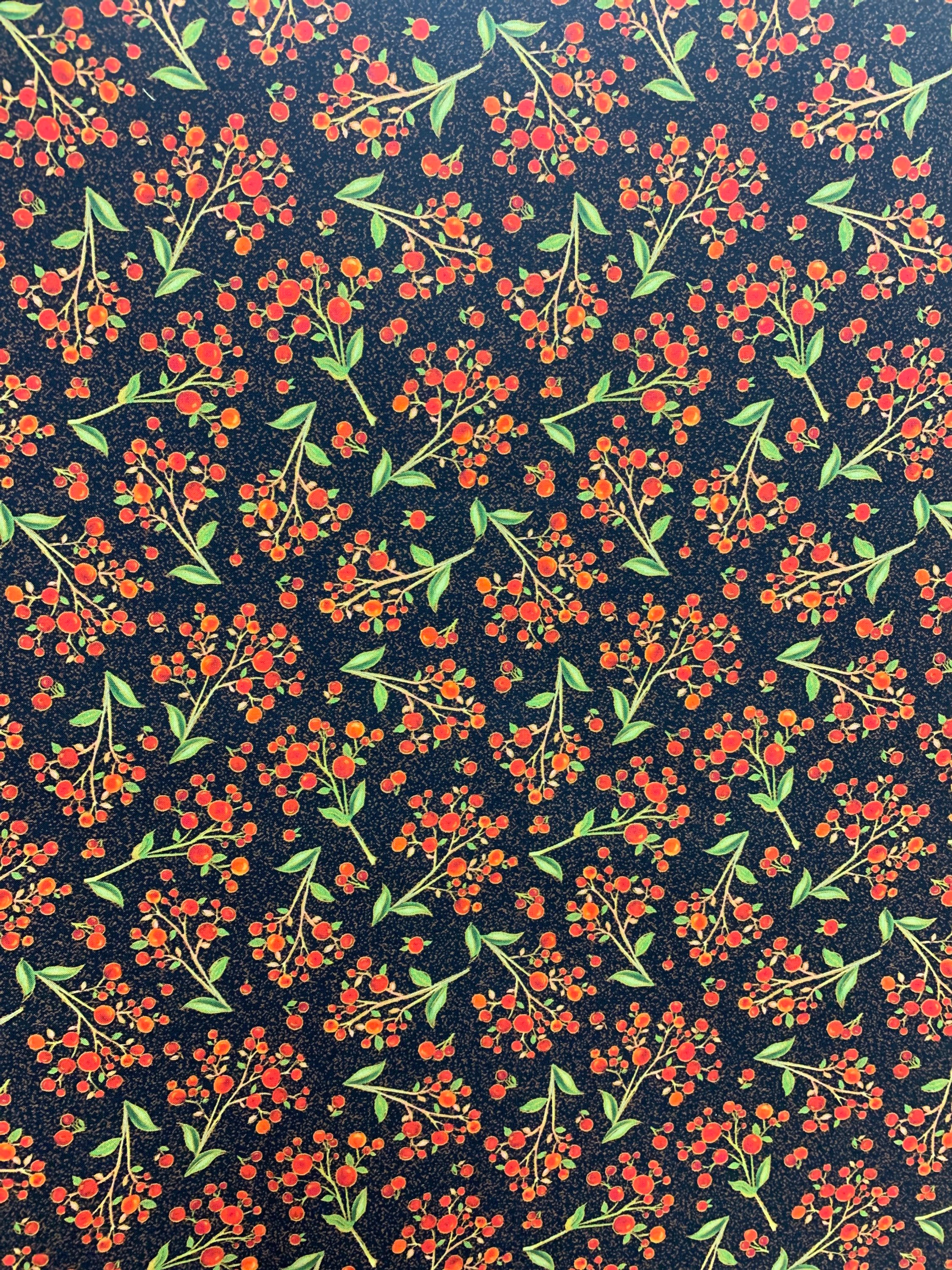 QT Autumn Forest Berry Sprig Black