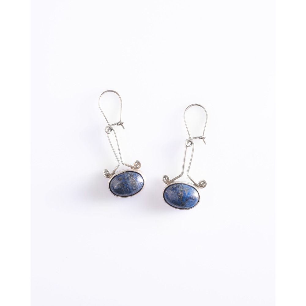 Lapis Lazuli Taşlı Göz Küpe K0417 el yapımı gümüş küpe